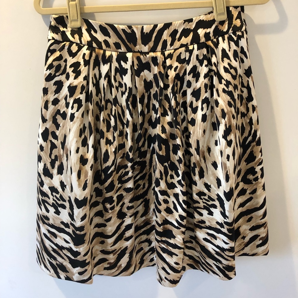 WHBM Leopard Pocketed A-Line Skirt